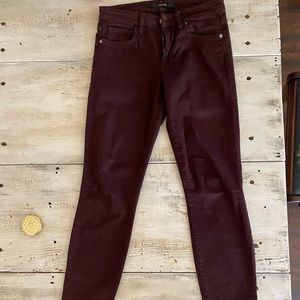 Joe’s mid waist maroon stretch jeans